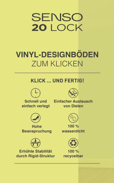 Gerflor Klick Designvinyl Senso Lock 20 Fliese Art. 36670201 TRAVERTIN 3,4 mm