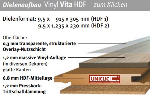 ZIRO VINYL VITA HDF Designvinyl-Fertigboden Art. 026014778 Eiche Erzgebirge 9,5 mm