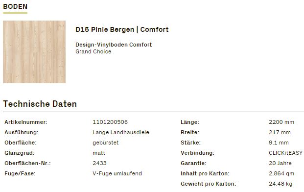 Ter Hürne Grand Choice COMFORT Designvinyl Art. 1101200506 Pinie Bergen 9,1 mm