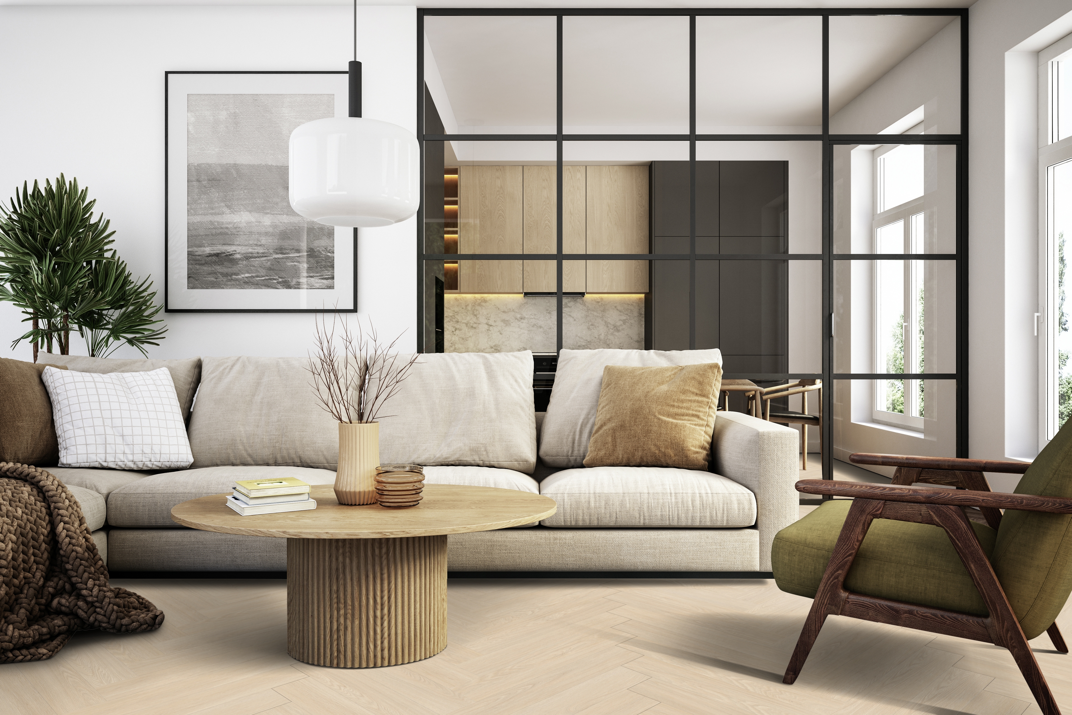 Gerflor Virtuo 55 Herringbone Designvinyl Art. 39201463 Blomma Cream 2,5 mm