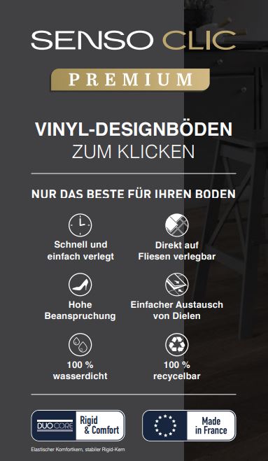 Gerflor Vinyldesignboden Senso Premium Clic Art. 60300728 CLEVELAND DARK 4,5 mm