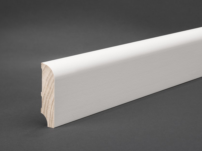 WAGNER Sockelleiste Art. 103-50-9016 Profil 103 Massivholz weiß lackiert RAL 9016 60 x 16 mm